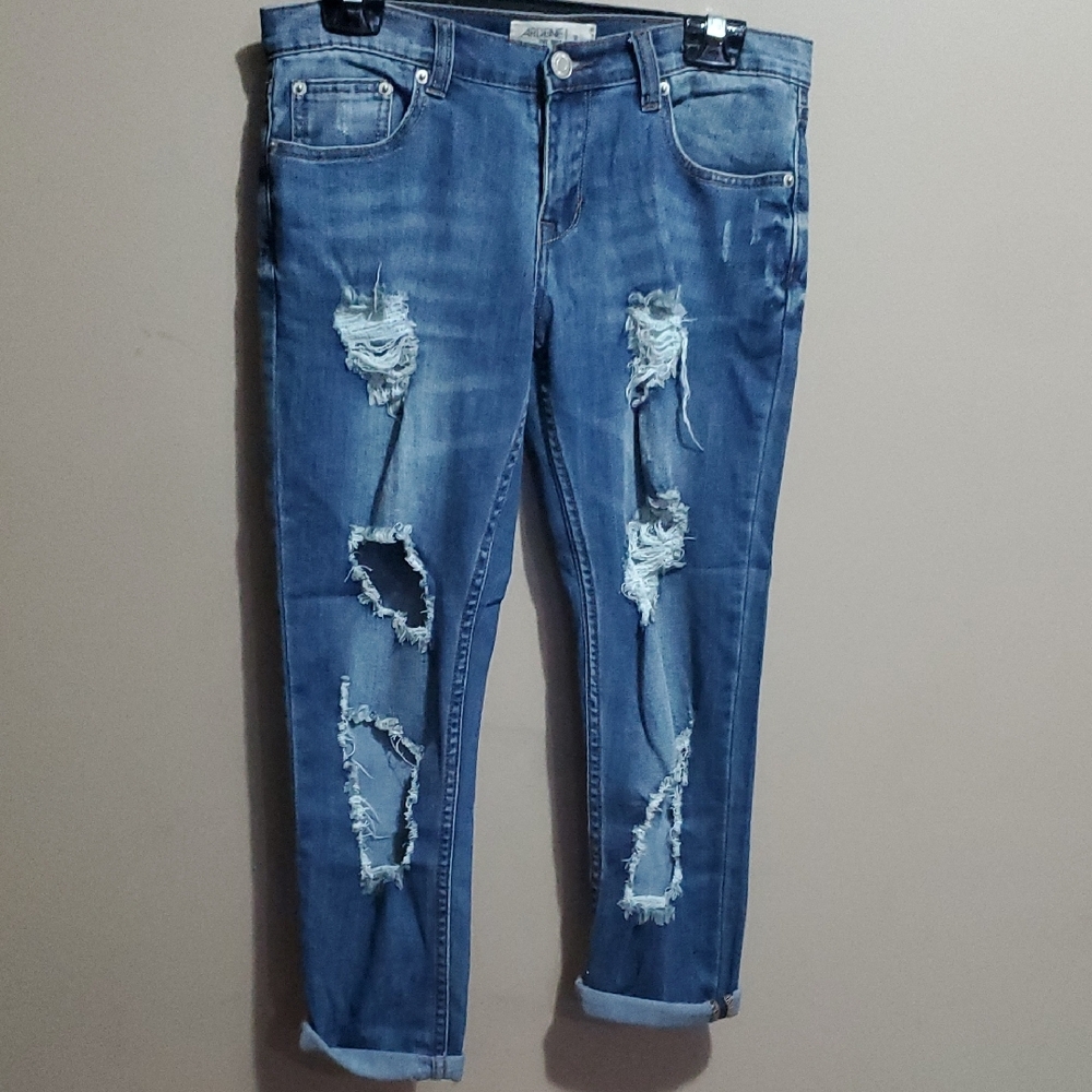Ardene Blue Distressed Boyfriend Jeans Size 3